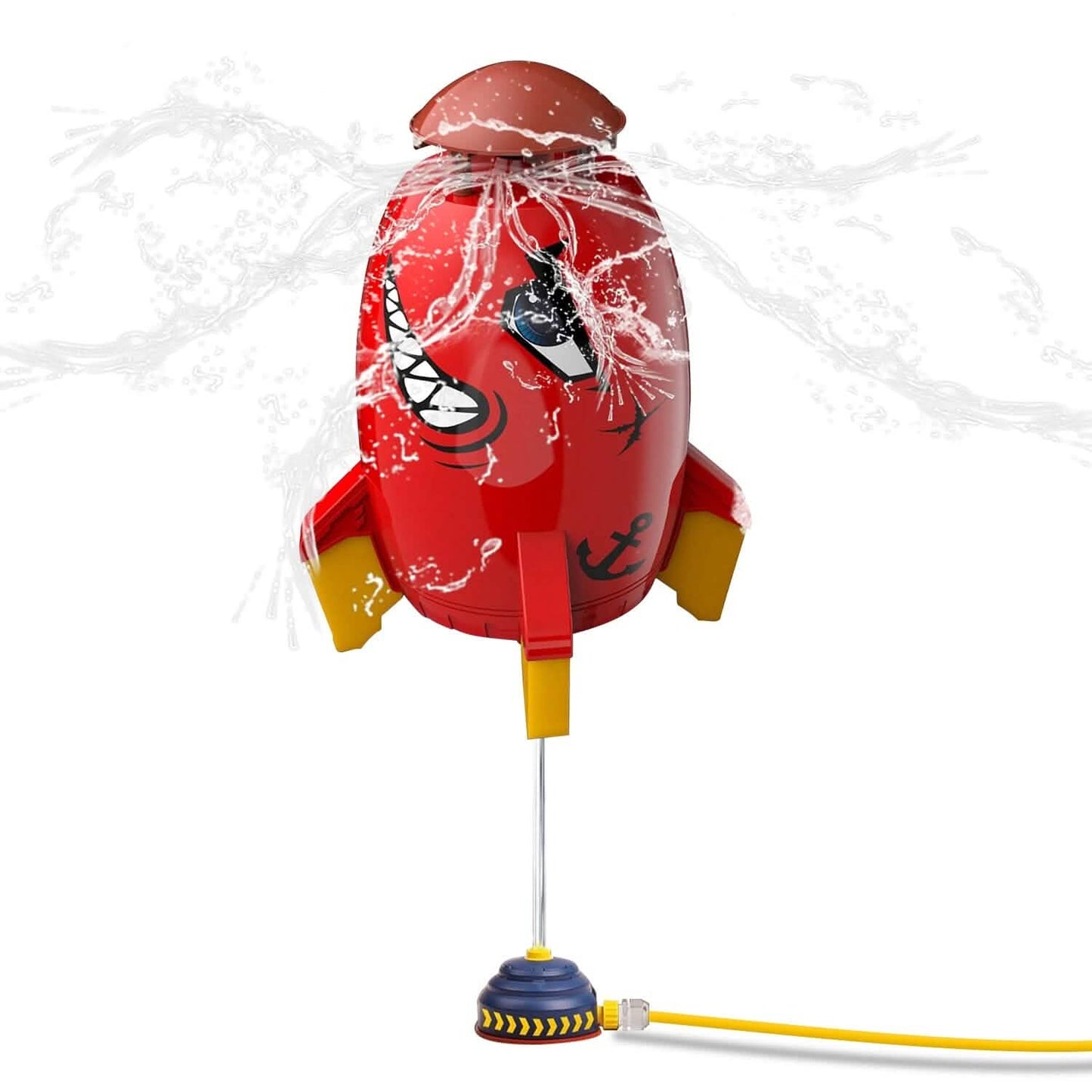 Rocket Sprinkler Launcher Water Sprinkler Flying Splashing 360° Rotation for 3+ Years Old