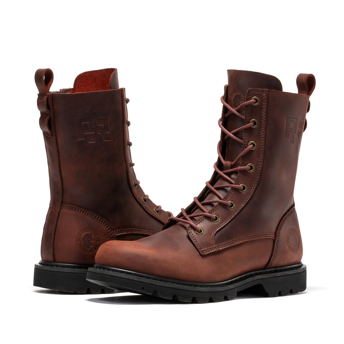 ROCKROOSTER Botas de trabajo Mantua de 8 pulgadas con cremallera lateral, puntera suave y suela de tacos para hombre SAP130