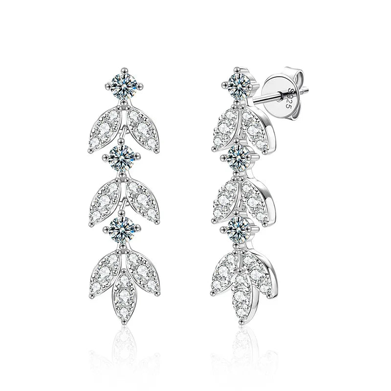 S925 Sterling Silver Moissanite Dangle Earrings Fringe Drop Studs for Women