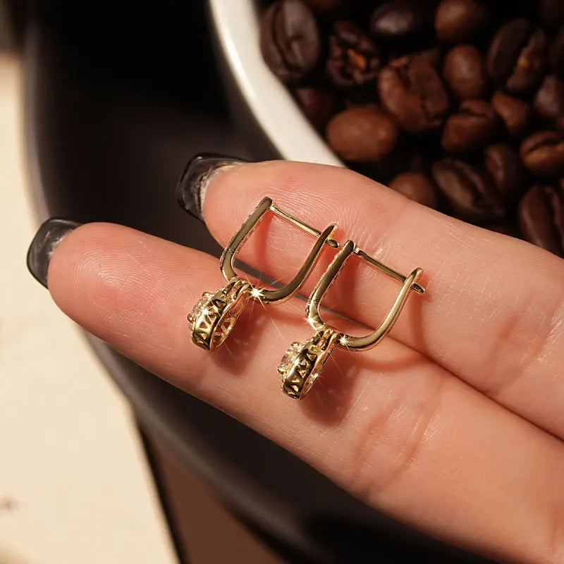 Lock-Style Halo Moissanite Drop Earrings in Sterling Silver