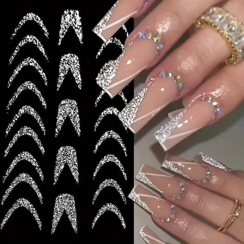 Self Adhesive Glitter Strip Line Nail Art Decals