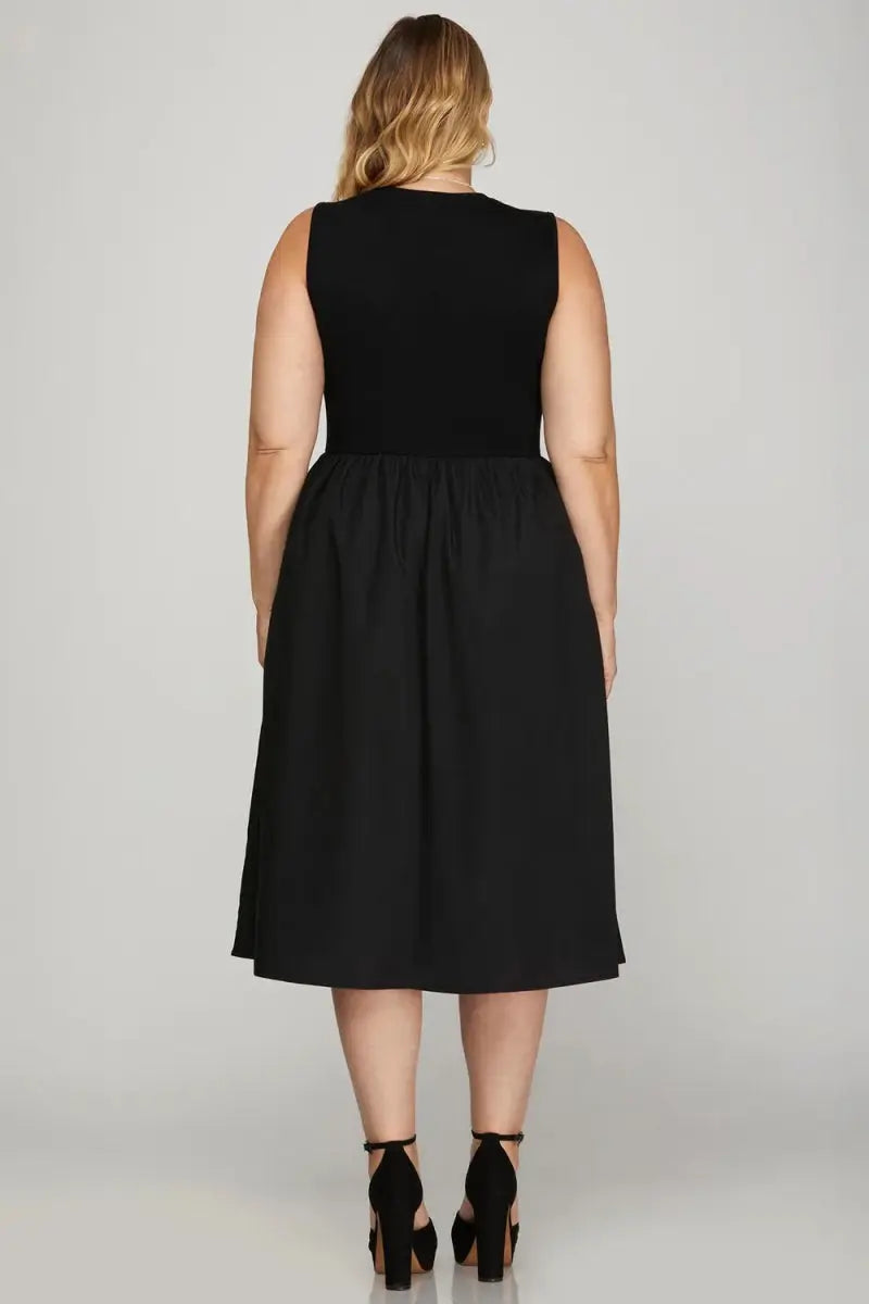 Women's Midi Dress Midi Dress - Poplin Lightweight Plus Size - Casual Summer Style