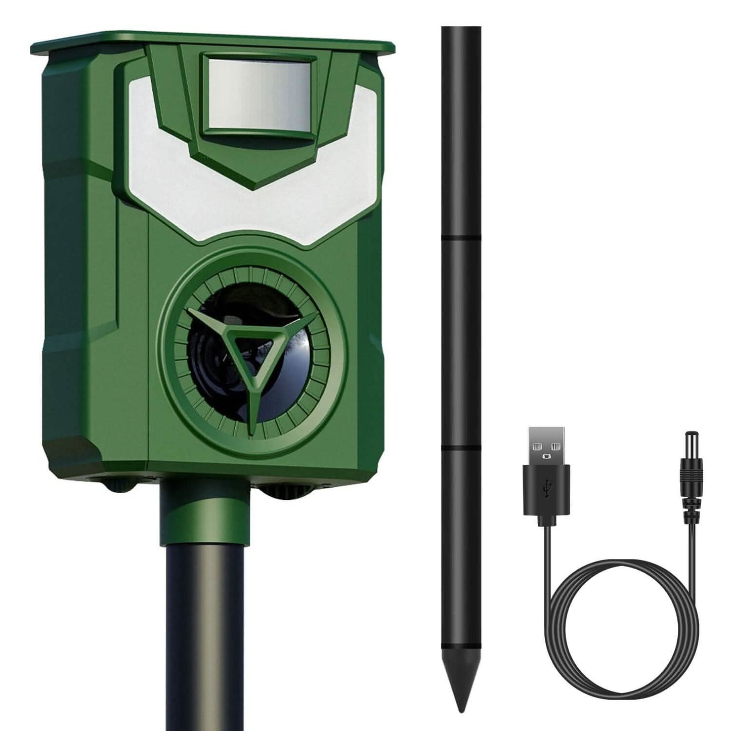 Solar Ultrasonic Animal Repeller with Flame Light USB Charge Motion Sensor