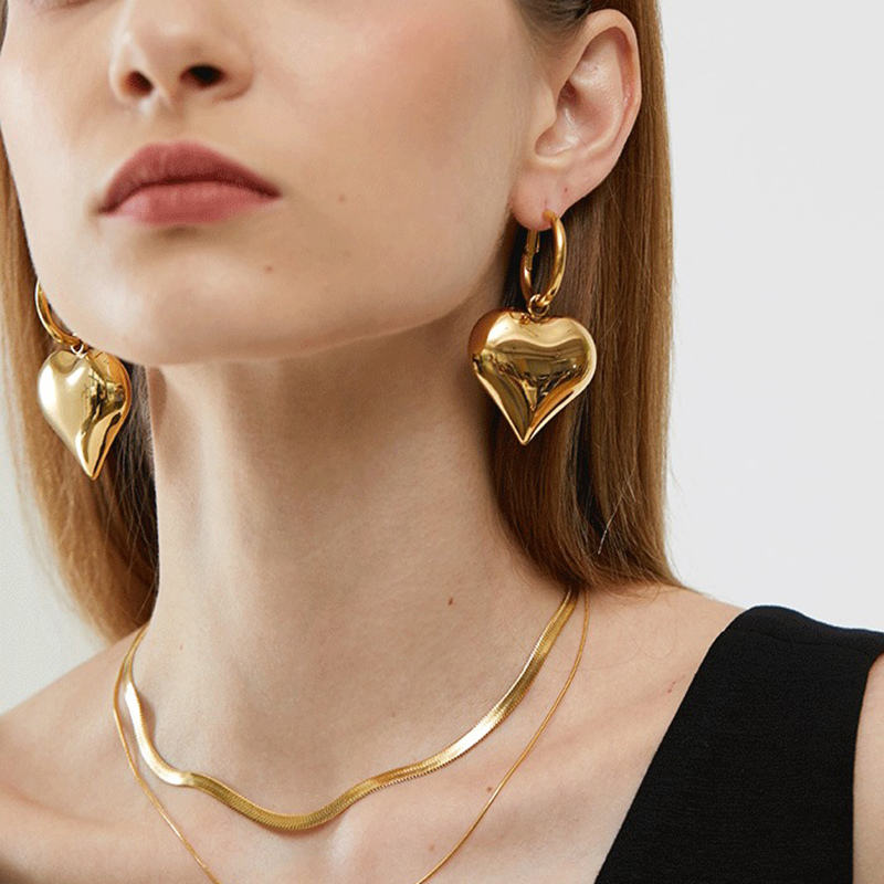 Chunky Heart Hoop Earrings