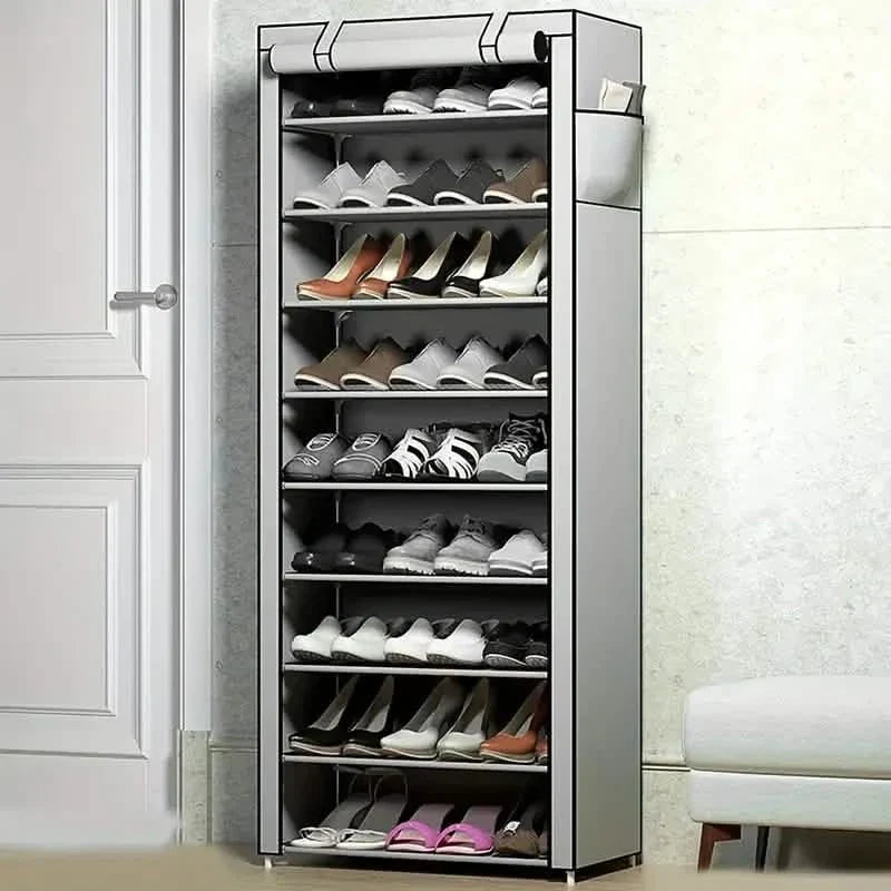 Spacious 9-Grid Non-Woven Fabric Alloy Structure Wardrobe with Dust Cover