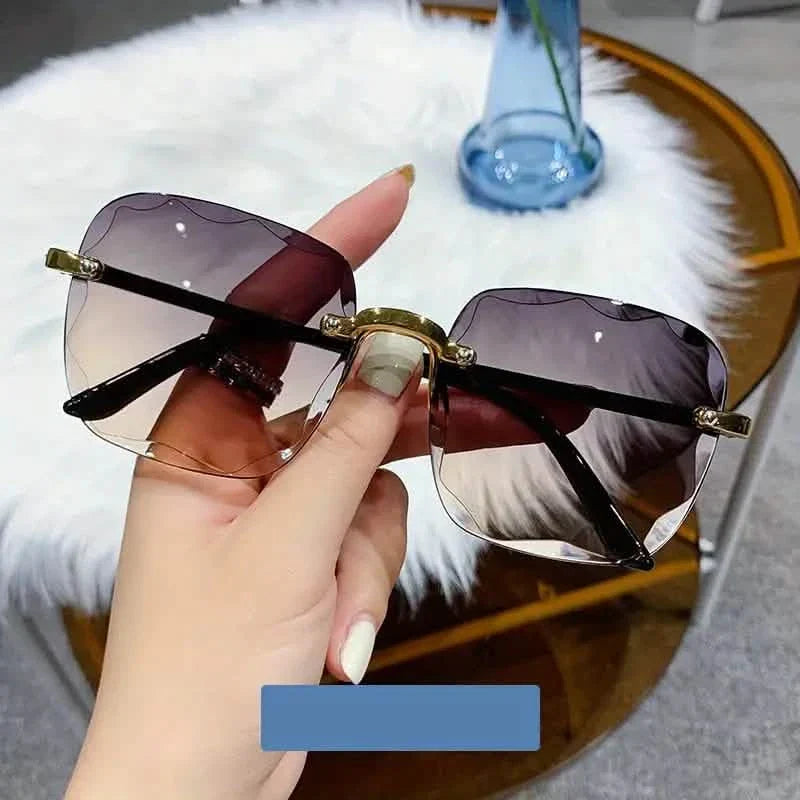 Square Rimless Summer Gradient Sun Shade Glasses