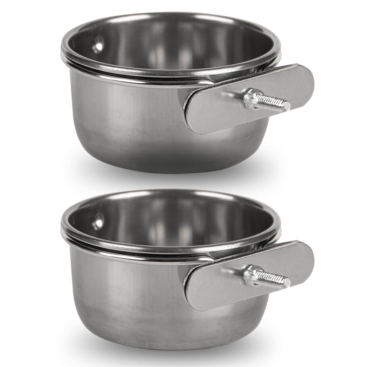 Vaso con abrazadera Jeffers de acero inoxidable para gallinero/jaula