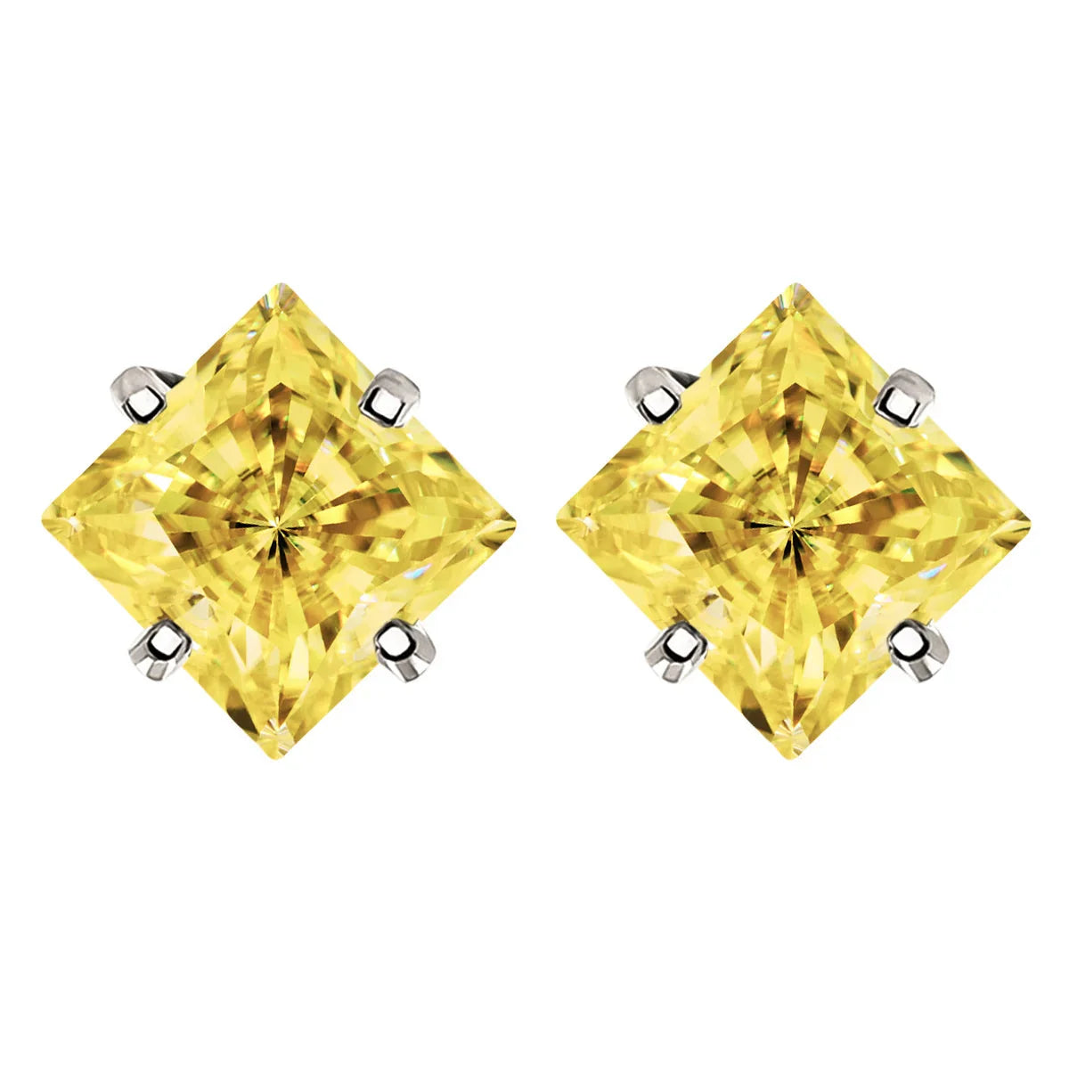 Sterling Silver 925 Green Princess Cut Moissanite Stud Earrings For Women