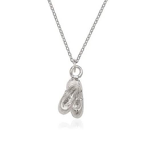 Sterling Silver Ballet Slippers Charm and Chain