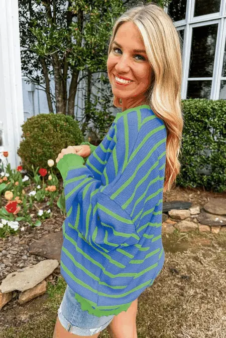 Sweaters Trendsi Striped Sweater Women's Casual Round Neck Long Sleeve Top Comfortable