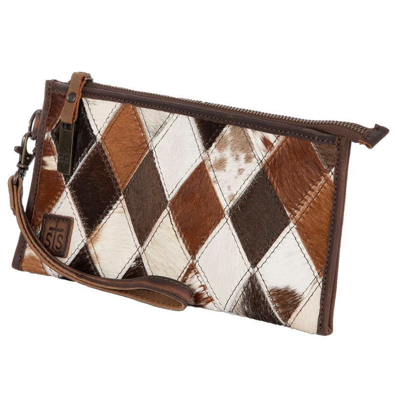 Cartera de mano de piel de vaca STS Diamond