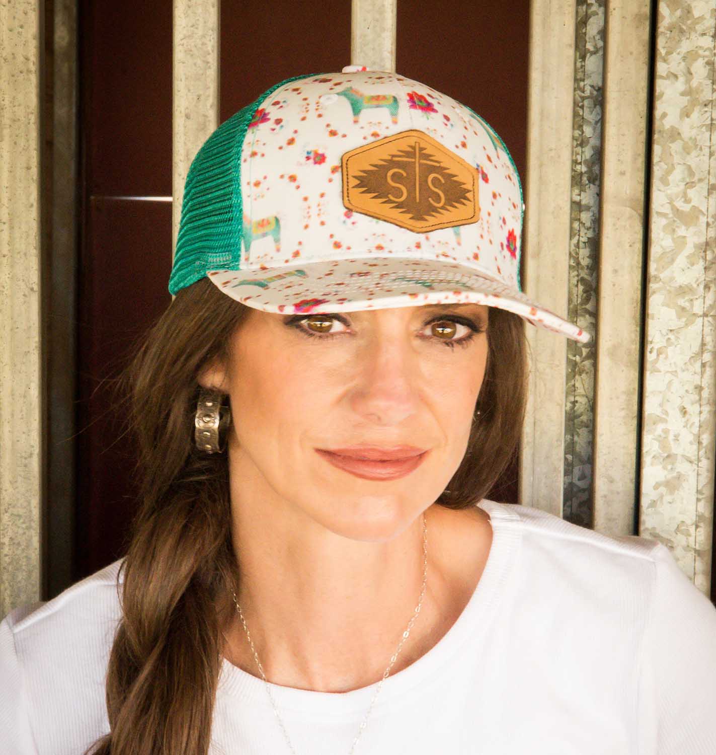 Gorra con parche de burro de acuarela STS, para mujer