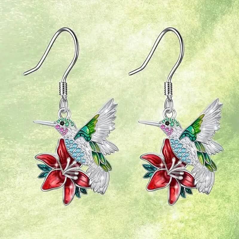 Stylish Hummingbird and Saffron Earrings