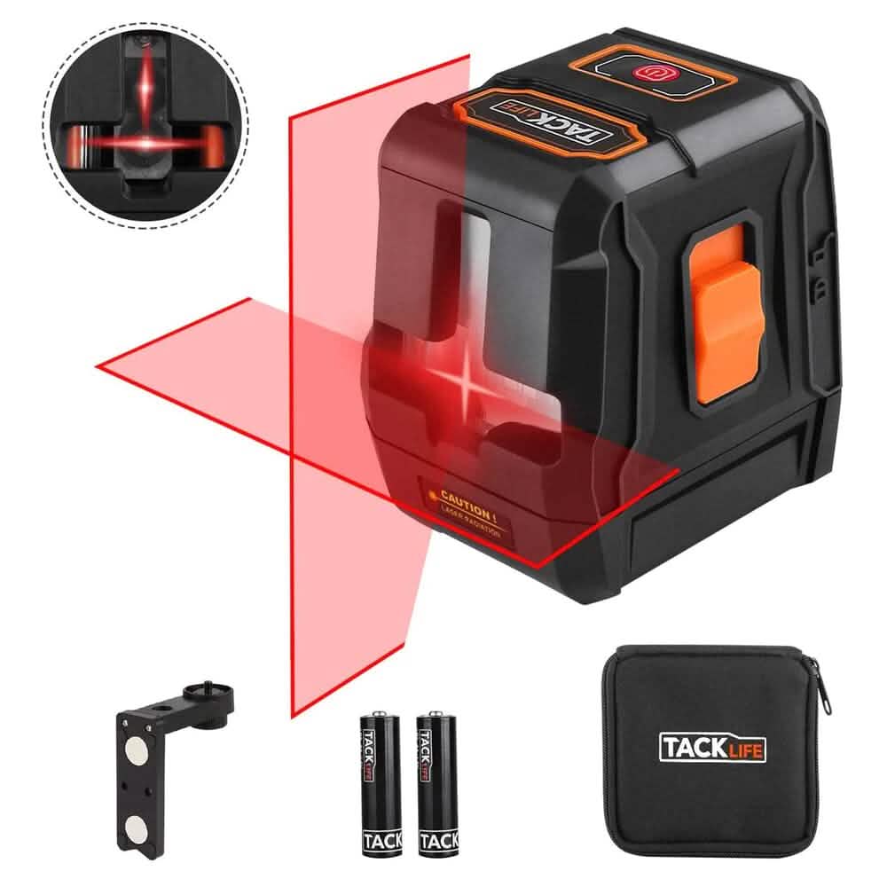 TACKLIFE 65ft Cross-Line Laser Level Horizontal and Vertical Laser Alignment