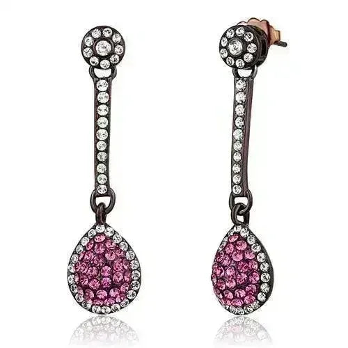 TK2724 IP Coffee Stainless Steel Earrings β Rose Crystal | Femstylo