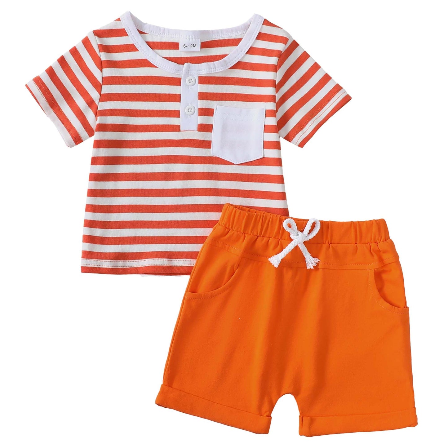 Toddler Boy Summer Outfit Set | Orange | 2-3 Year Old - # BOAA11310013