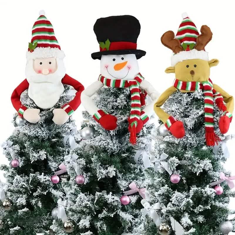 Traditional Wool Festive Christmas Tree Top Star and Snowman Decoration
