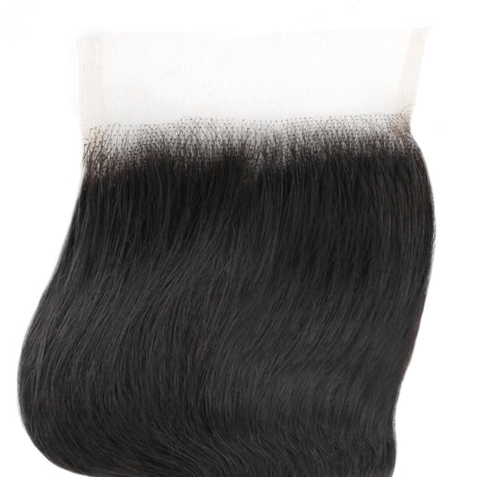 Cierre de cabello humano de encaje transparente 4x4 onda corporal brasileña