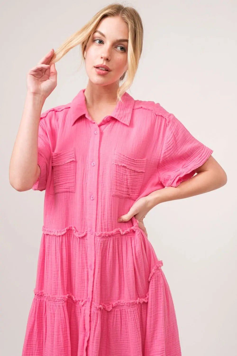 Shoes Trendsi Tiered Shirt Dress Women's Casual Day Dress Flowy & Comfy