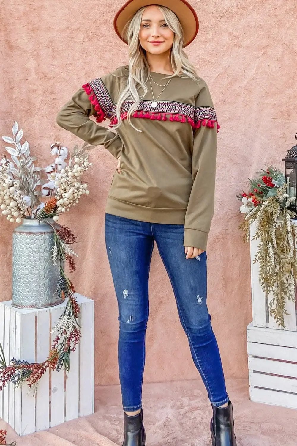 Women's Blouse - Lightweight Tassel - Boho Ethnic Style