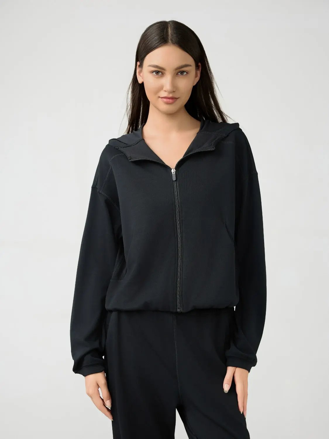 Outerwear Trendsi Hooded zip sweatshirt with pockets