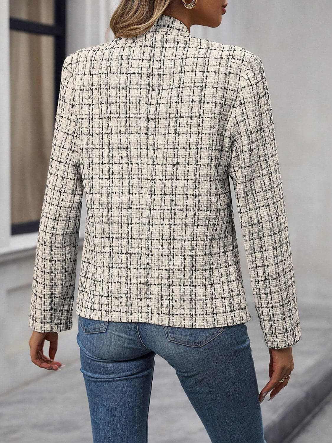 Jackets Trendsi Chic plaid long sleeve jacket