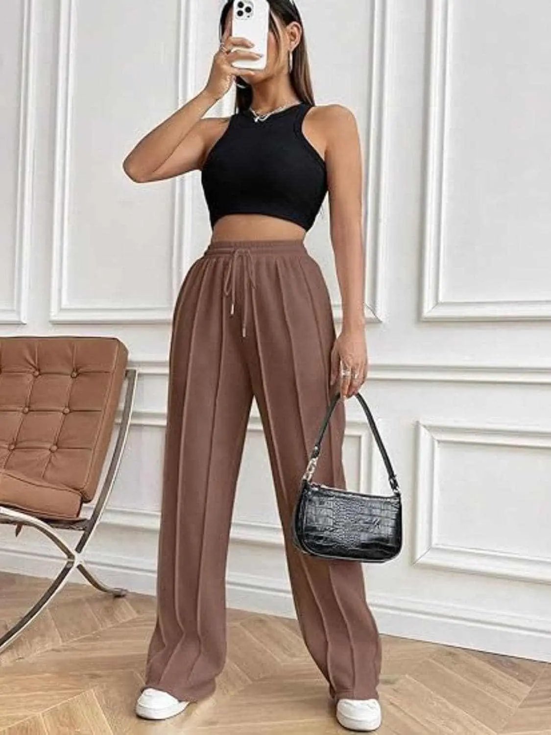 Pants Trendsi Drawstring wide-leg trousers with pockets