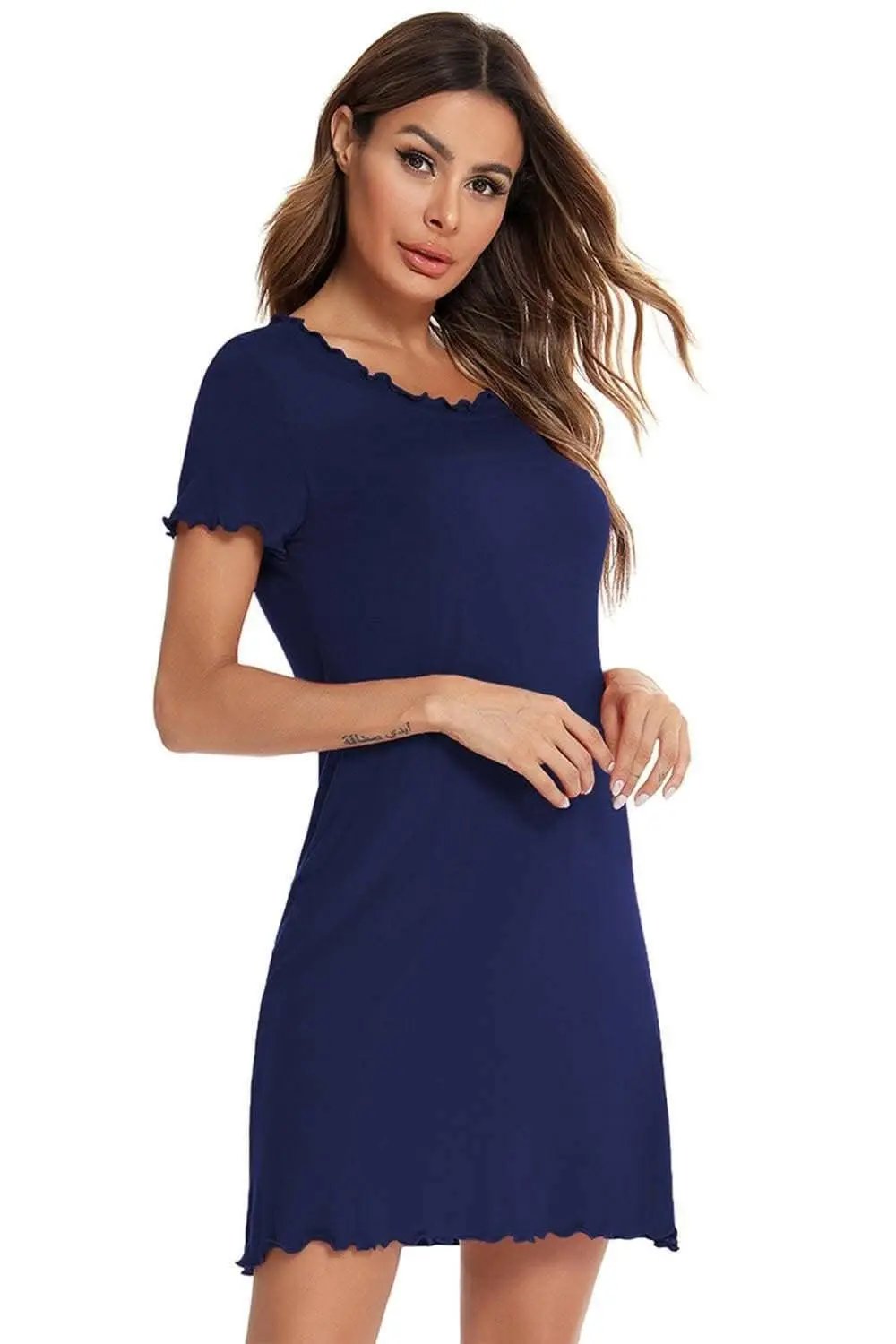 Trendsi Vestido Lounge de Manga Corta Ajuste Holgado — Comodidad Elegante