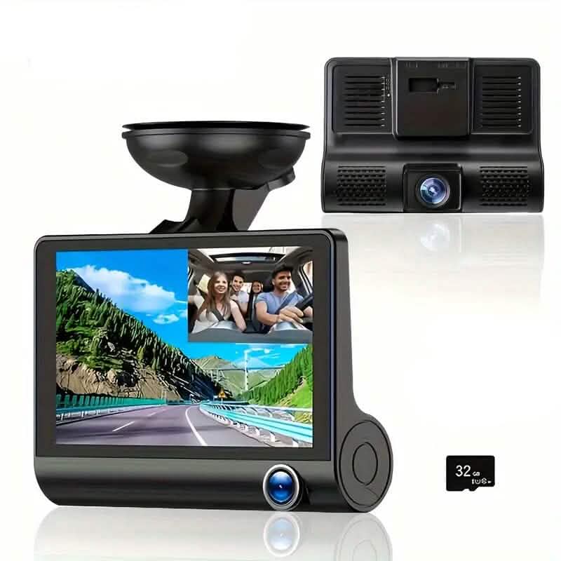 Two-Lens HD Night Vision Driving Recorder with Suction Cup Installation + 32G Card