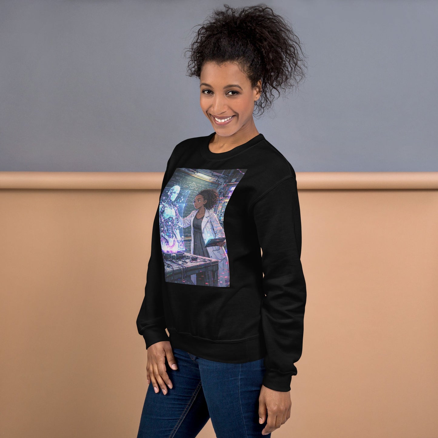 Glitched Genius Sweatshirt | Afrofuturism Robotics STEM Art Unisex