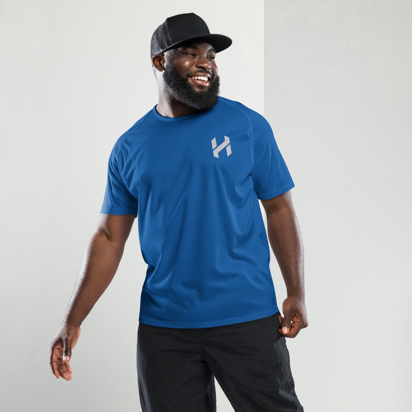 Camiseta deportiva de alto rendimiento para hombre ShopHnH – Camiseta de malla atlética negra para hacer ejercicio | Top transpirable de poliéster para gimnasio y ropa urbana con logotipo 3D