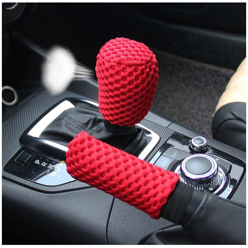 Universal Ice Silk Steering Wheel Cover Wear-resistant Anti-slip Car Accessories Microfiber Breathable Ice Silk Steering Wheel Cover Gear Handbrake Breathable Anti-Slip Warm Steering Wheel Cover Winter Cool Summer Cover Interior
