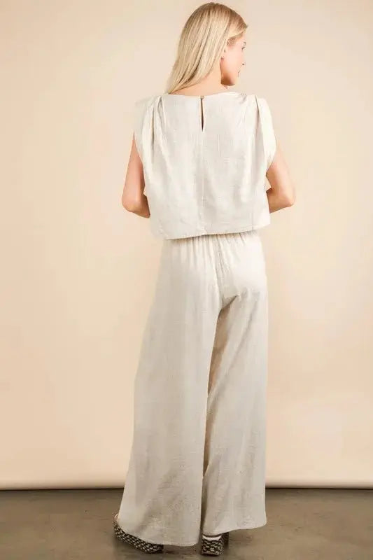 Women's Two Piece Set - Woven Fabric - Top & Pants