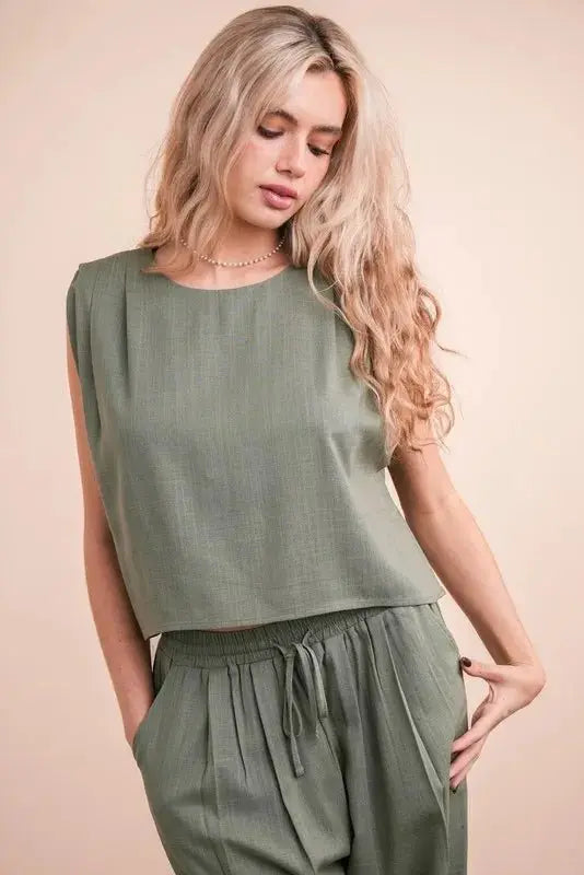Women's Matching Set Women's Two Piece Set - Woven - Top & Pants