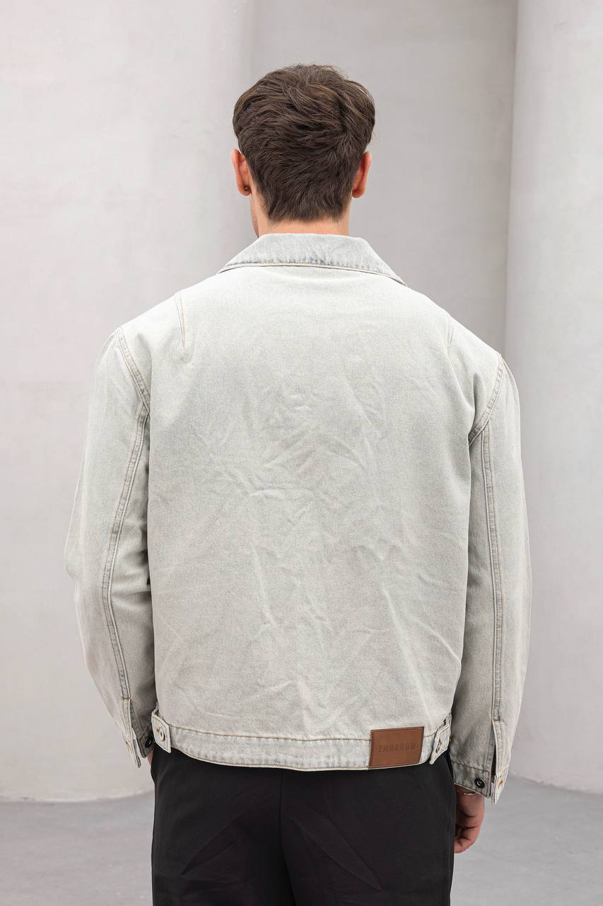 Chaqueta vaquera lavada vintage - Chaqueta vaquera informal de estilo urbano para hombre