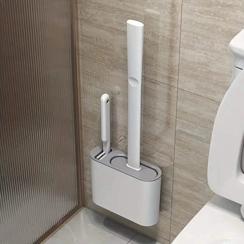 Wall-Mounted Toilet Brush Holder with Long Handle
