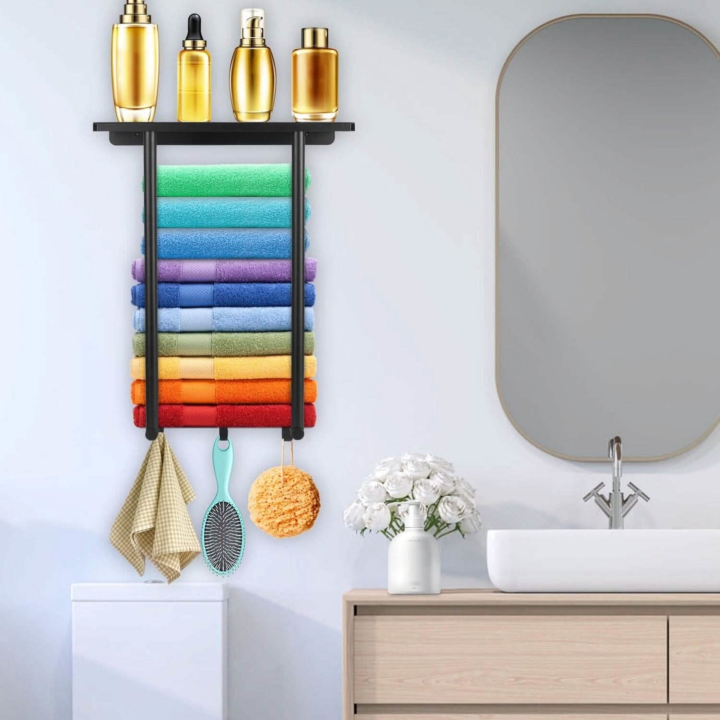 Wall Mounted Towel Rack for Rolled Towels