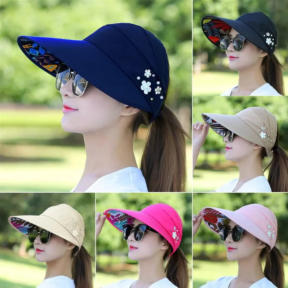Wide Brim Sun Visor Foldable Picnic Hat Beach UV Protection Scallop Cap