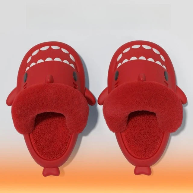 Winter Plush Shark Slippers Boys Men - # BOAA73410003