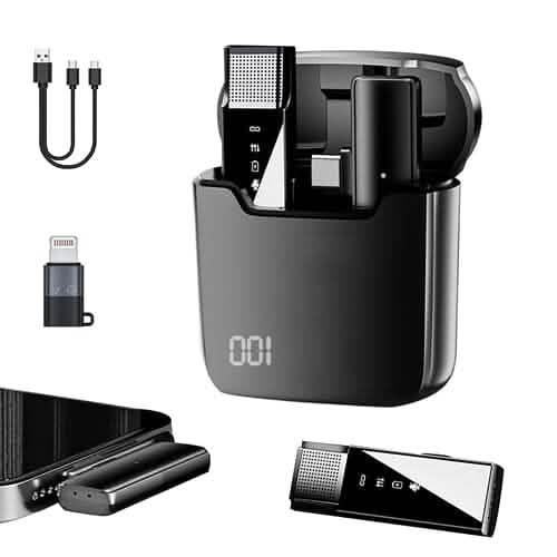 Wireless Clip On Microphone with Charging Case
