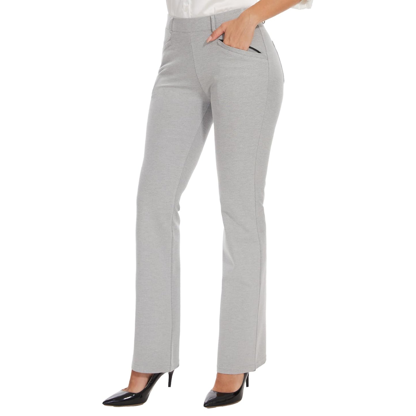 Women Bootcut Dress Pants | Grey | Small - # GIAA23410039