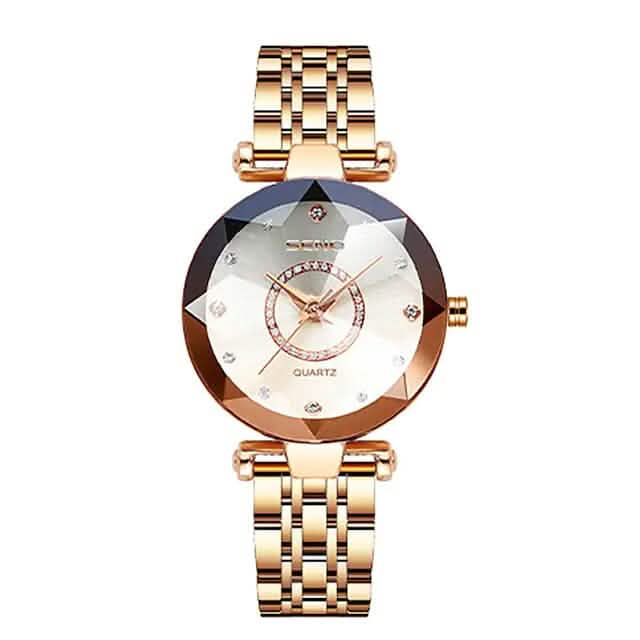 Women Golden and Silver Classic Quartz Watch