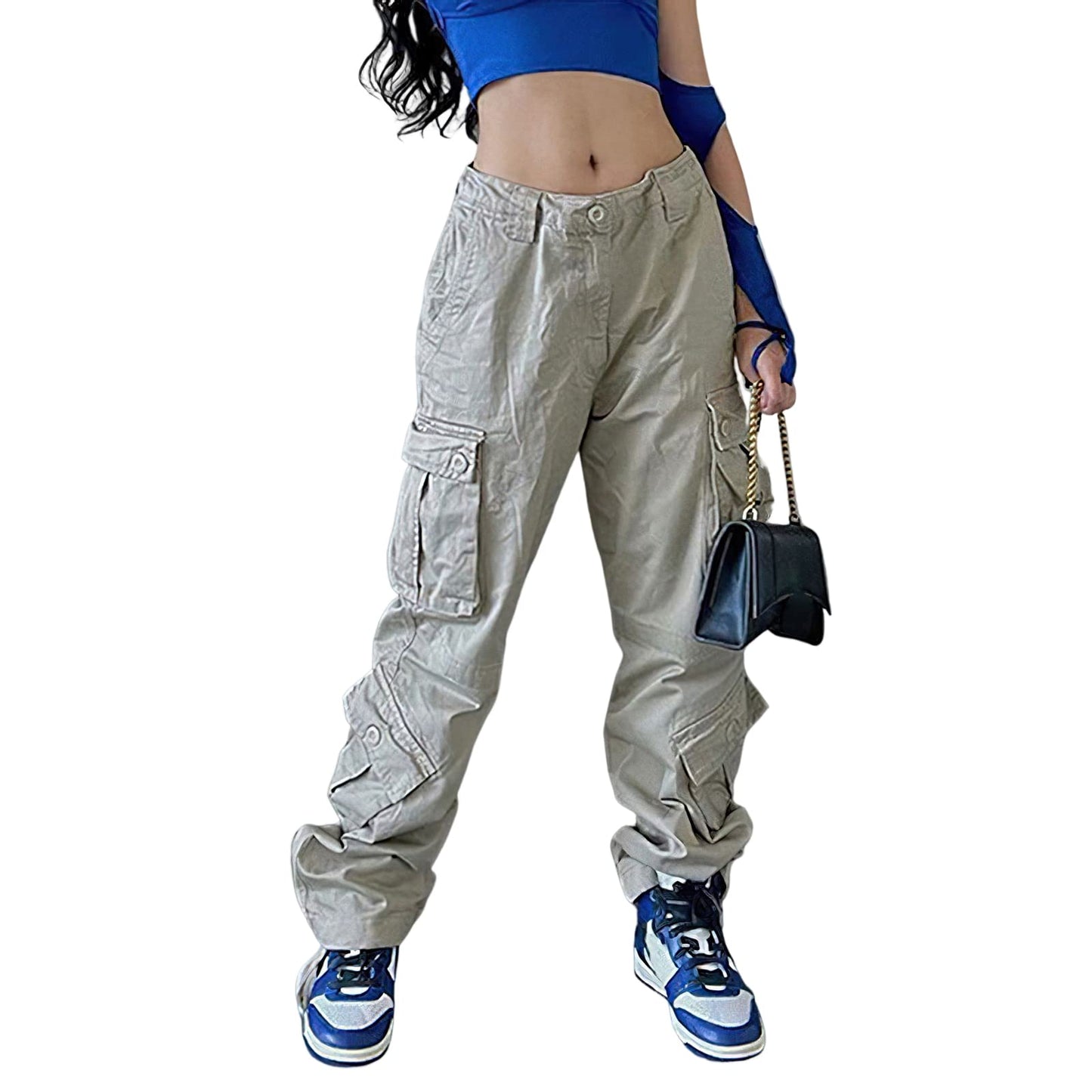 Women's High-Waisted Cargo Jeans - # GIAA23410045
