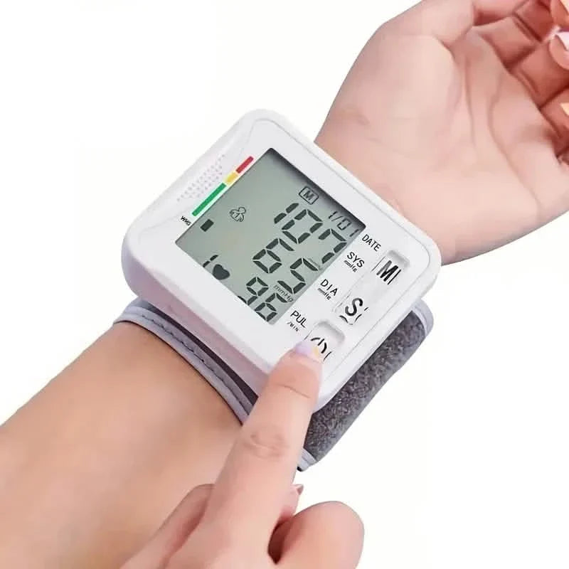 Wrist Blood Pressure Monitor with LCD Display, Adjustable Cuff with Irregular Heartbeat Detection