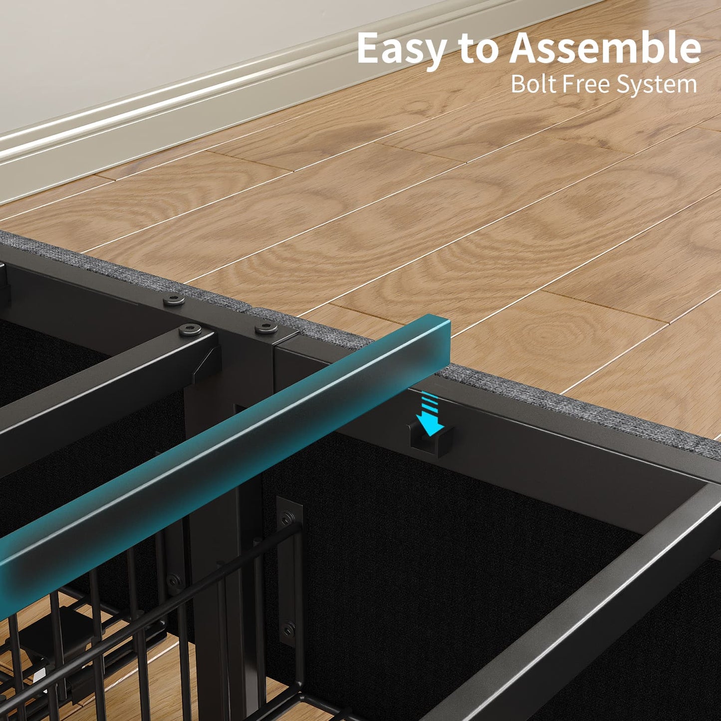 VektayaUS-BF011-BL Full/Queen/King Bed Frame with 6 Drawers, Easy Assembly, USB Charging, LED Headboard, No Box Spring Needed