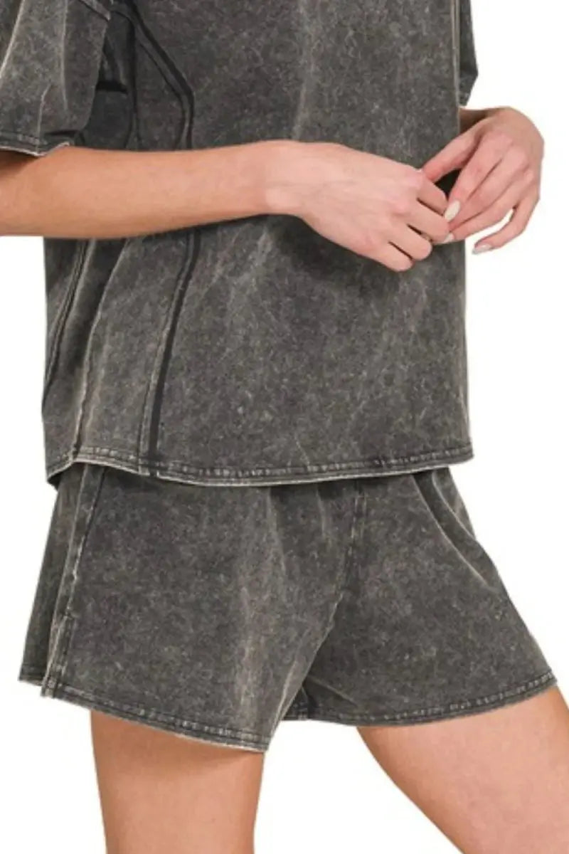 Women's Clothing Sets Women's Tee & Shorts Set - Acid Wash & Comfy - Casual