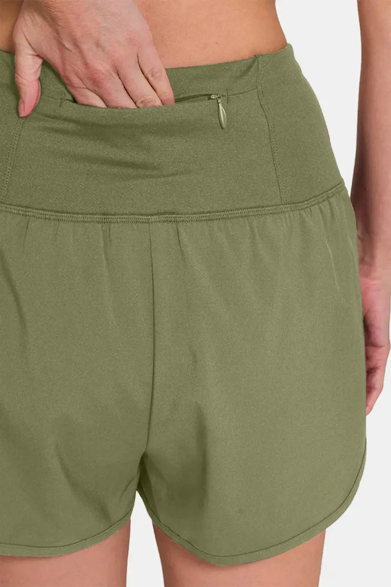 Trendsi Active Shorts Women's Workout & Yoga High-Waisted Zipper Pocket Activewear