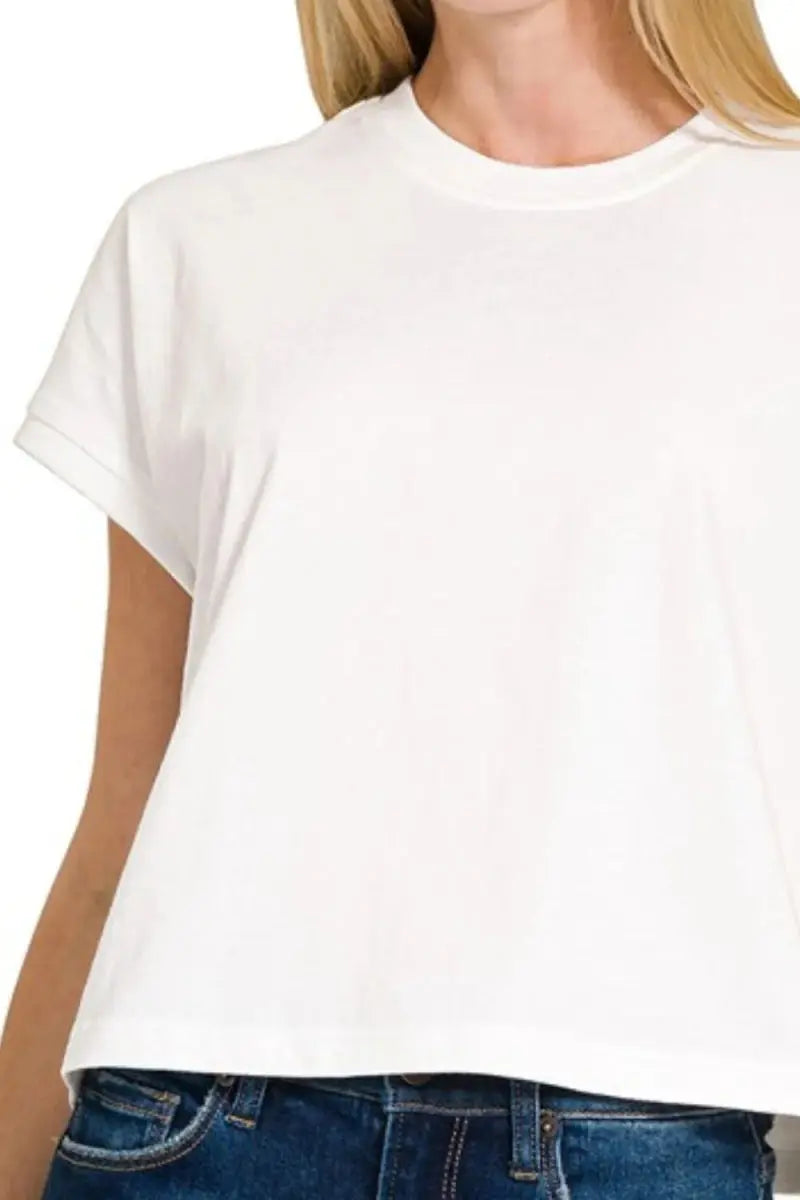 T-Shirts Trendsi Cotton Crop Tee Women's Casual Top USA Made Soft Basic T-Shirt