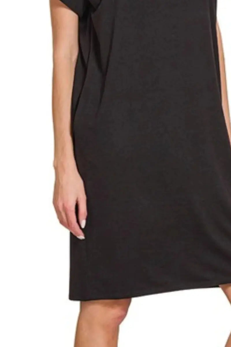 Dresses Trendsi Rolled Sleeve Dress Women's Casual Everyday Comfy Basic Dress