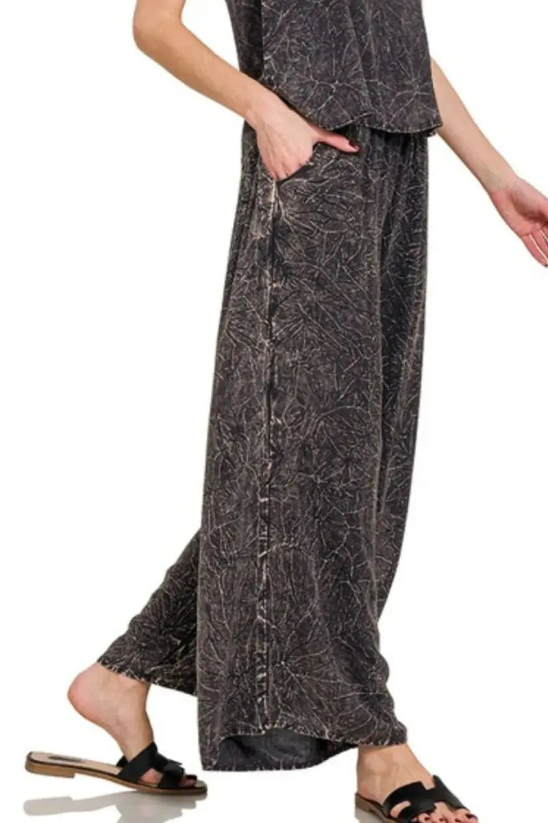 Women's Two Piece Set Women's Cami & Pants Set - Acid Wash Two Piece
